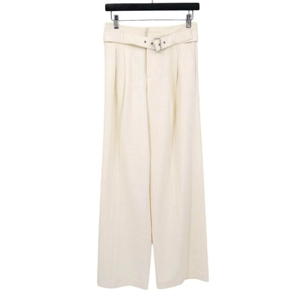 J. Crew Belted Twill Trouser Women 0 Cream Coastal Flowy Professional Career NWT - Picture 2 of 16